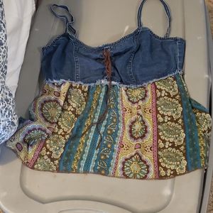 Cute denim & paisley crop top